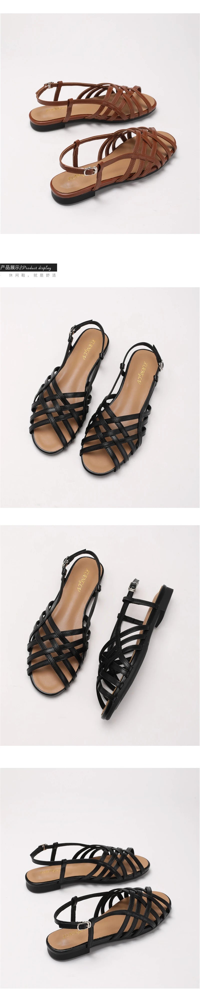 Women Roman Gladiator Flat Sandals Summer Soft Bottom Open Toe Narrow Band Weave Casual Shoes Plus Size Sandalias босоножки