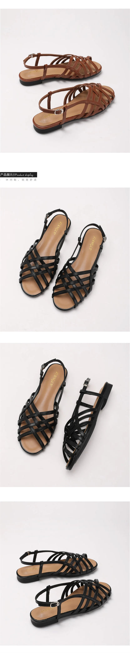 Women Roman Gladiator Flat Sandals Summer Soft Bottom Open Toe Narrow Band Weave Casual Shoes Plus Size Sandalias босоножки