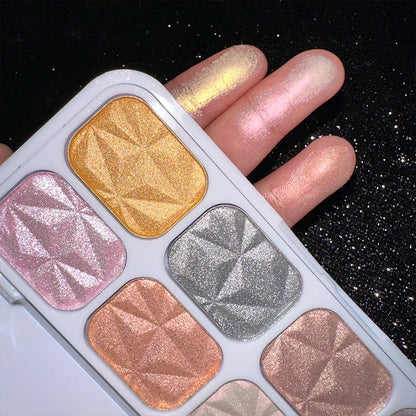 2026 New 8 Colors Metal Highlighter Palette Shimmer Iridescent Glitter Eye Shadow Throughout wear Set Spring Summer Vibrant Glow