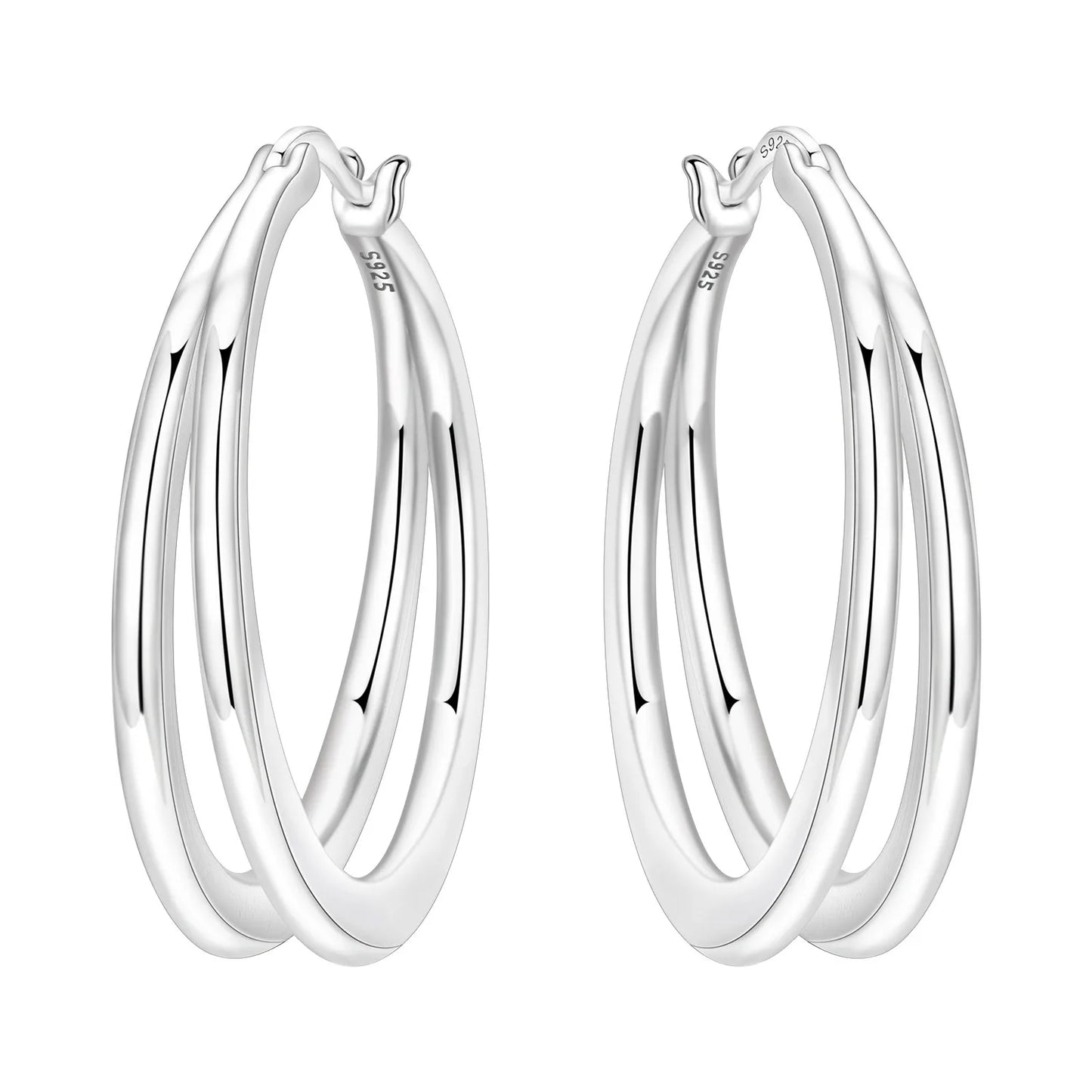 925 Sterling Silver Exquisite Multi-layer Ear Ring Jewelry Versatile Hoop Earrings For Women Jewelry Fine Birthday Party Gift