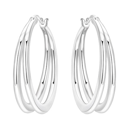925 Sterling Silver Exquisite Multi-layer Ear Ring Jewelry Versatile Hoop Earrings For Women Jewelry Fine Birthday Party Gift