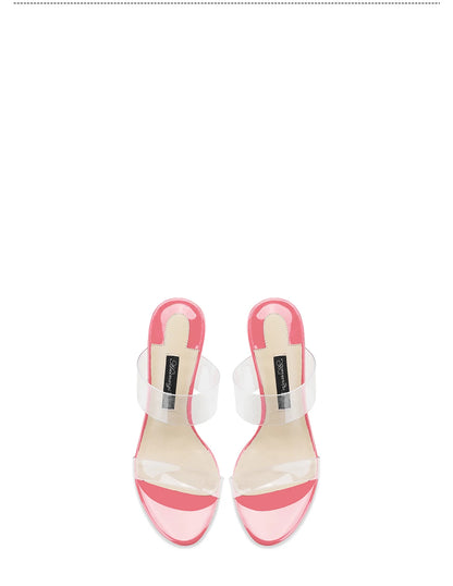 Pink Summer New Fashionable Open toed Sandals High Heels Women's Fine Heels Sharp Pointed Design Sensation Cool Slippers