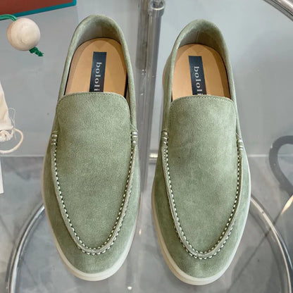 High Quality Men's walking driving shoes Unisex All genuine leather loafer Sheepskin suede Flat casual women's shoes large size