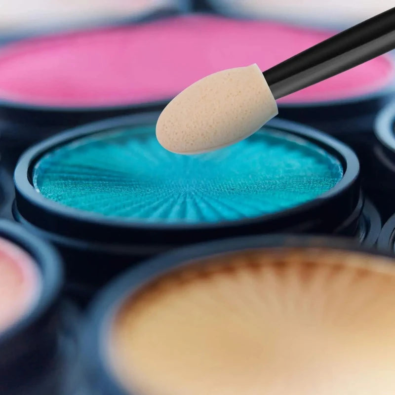 Wholesale 50/100/200pcs length factory eyeshadow sponge  eyeshadow disposable double-sided container brush applicators including