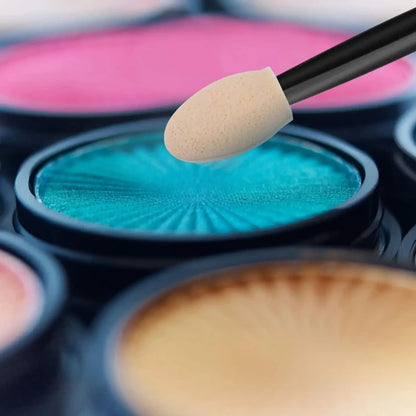 Wholesale 50/100/200pcs length factory eyeshadow sponge  eyeshadow disposable double-sided container brush applicators including
