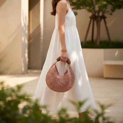 Cross border summer seaside vacation style retro wrist pure handmade colorful grass woven armpit bag hobo handbag