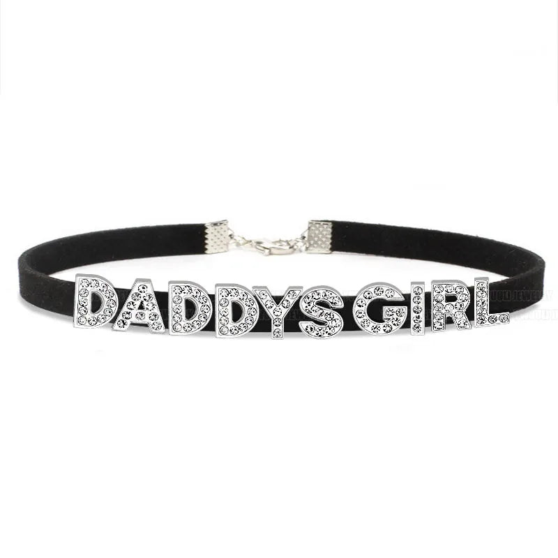 Sexy Gothic DADDYS GIRL Letters Choker Necklace Women DIY Custom Name Collar Chocker Jewelry Necklaces Customized Products Gift