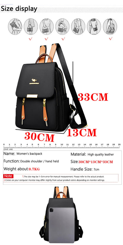 Hot Selling Solid Color Zipper Oxford Fashion Women's Backpack 2024 New Versatile Commuting Large Capacity Soft Female Back Pack