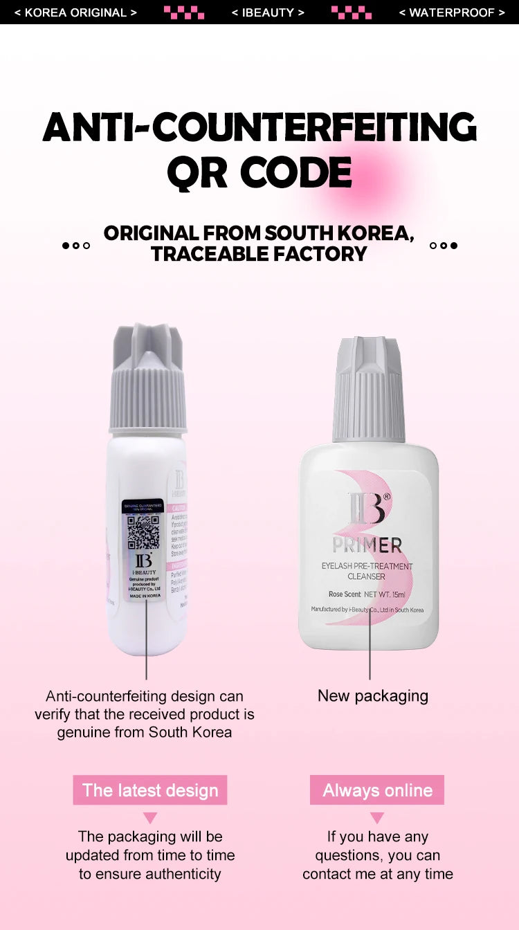 1 Bottle IBeauty Rose Primer Eyelash Extension Booster Long Lasting Korea Shop Adhesive Supplies Makeup Glue Stronger Tools