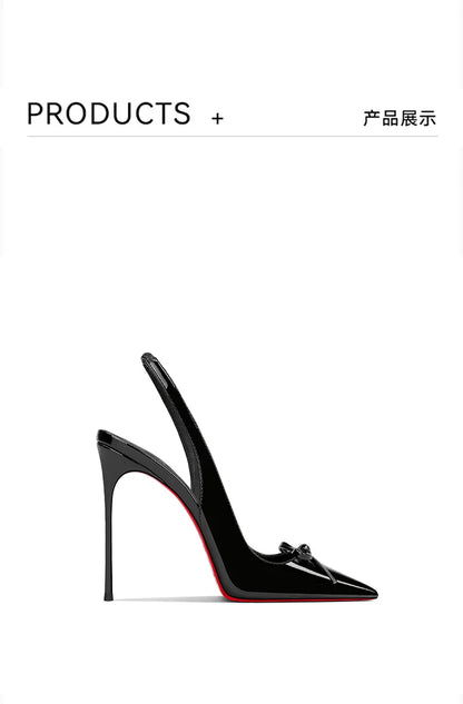 2025 Spring New Women's High Heels Black Patent Leather Pointed Stiletto Fashion Trend Women's Shoes