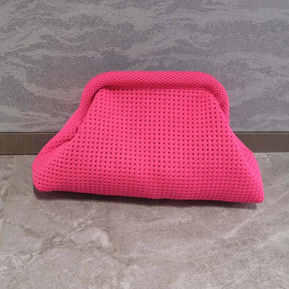 Durable Polyester Summer Beach Clutch Bag Elastic Soft Hollow Out Pouch Large Capacity Breathable Small Crochet Handbag Spring