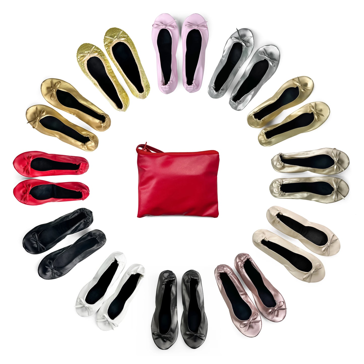 Women's Foldable Portable Ballet Flats For Indoor Use Roll Up Slippers, Conveniently Packaged, With Bag, For Travel Wedding