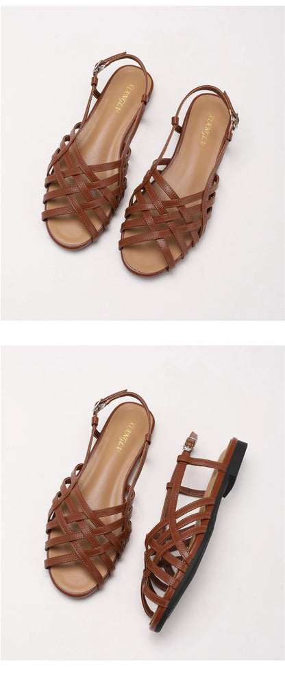 Women Roman Gladiator Flat Sandals Summer Soft Bottom Open Toe Narrow Band Weave Casual Shoes Plus Size Sandalias босоножки