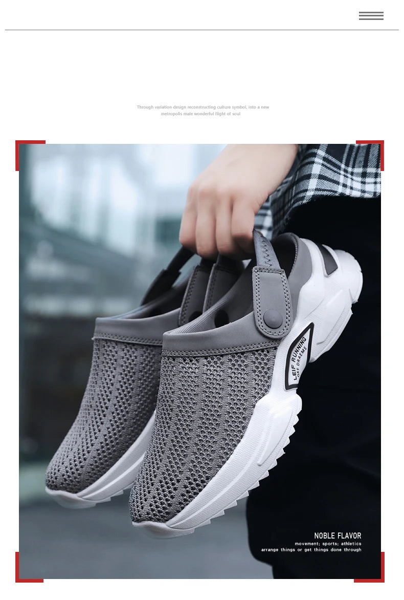 2025 Men Summer Sandal Mesh Mules Breathable Padded Beach Flip Flops Shoes Solid Flat Bath Slippers Outside Men Slippers Zapatos