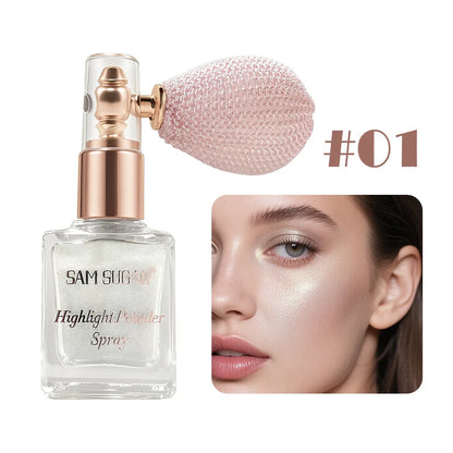 Face & Body Shimmer Spray, Contour Highlight Powder Mist, Ultra-Fine Glitter for Cheekbones Legs Body, Dewy Makeup Setting Spray
