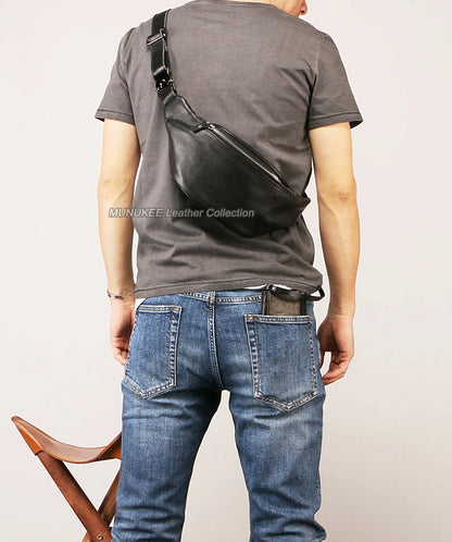 Fashion Genuine Leather waist bag for men fanny pack Leather belt bag waist pack bum bag money belt waist pouch molle pochete