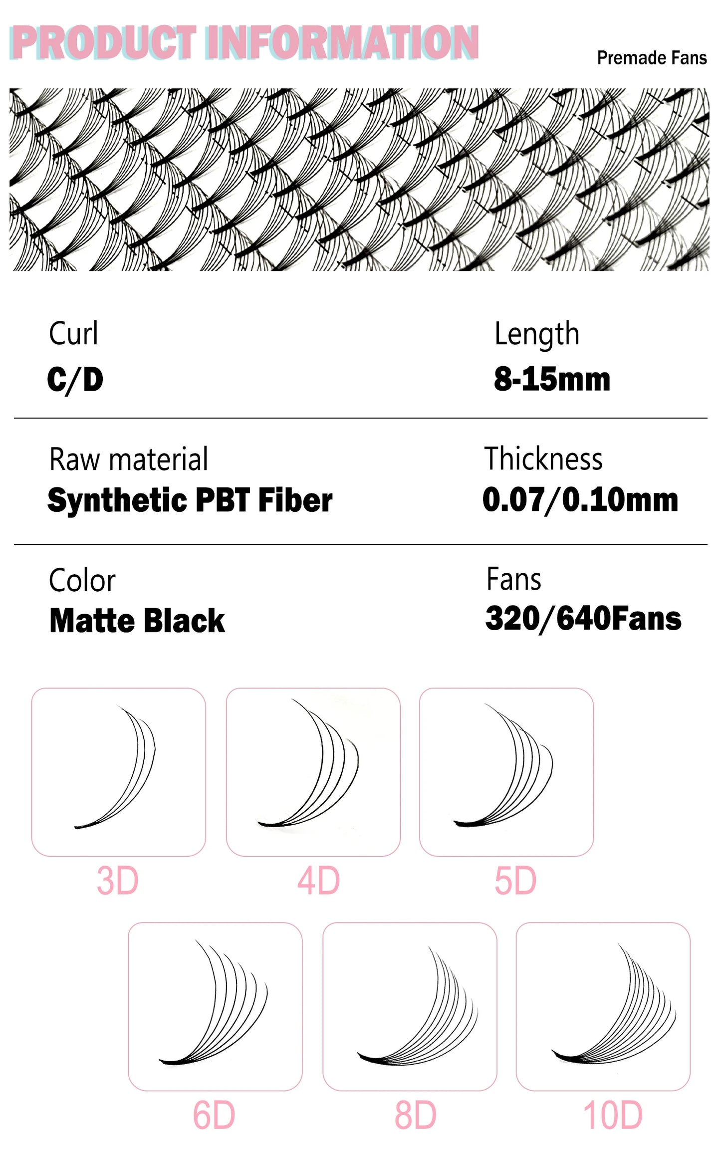 320 Fans Premade Volume Fans 3D 4D 5D 6D 8D 10D Soft Naturl Matte Eyelashes Large Capacity Cilios Individual Lash Extension