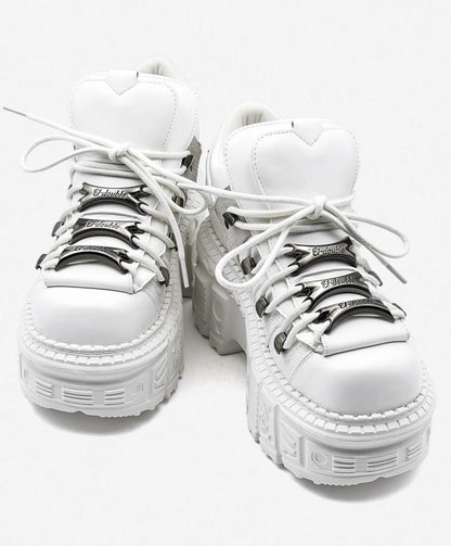 2026 Gothic Ankle Rock Boots Woman Sneakers New Punk Style Women Shoes Lace-up Heel Height Platform Shoes Woman Metal Decor