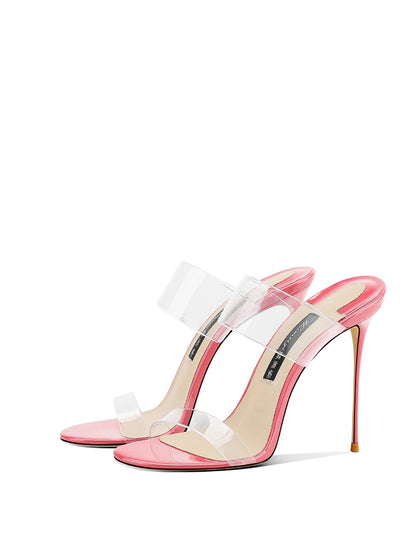 Pink Summer New Fashionable Open toed Sandals High Heels Women's Fine Heels Sharp Pointed Design Sensation Cool Slippers