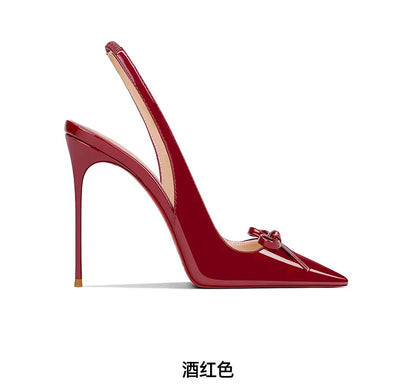 2025 Spring New Women's High Heels Black Patent Leather Pointed Stiletto Fashion Trend Women's Shoes