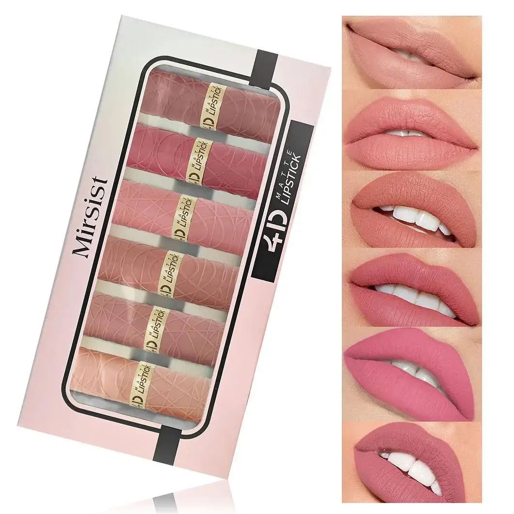 6Pcs Velvet Matte Lipstick Set Long Lasting Waterproof Lip Makeup Non Stick Moisturizing Lip Tint For Women Sexy Beauty
