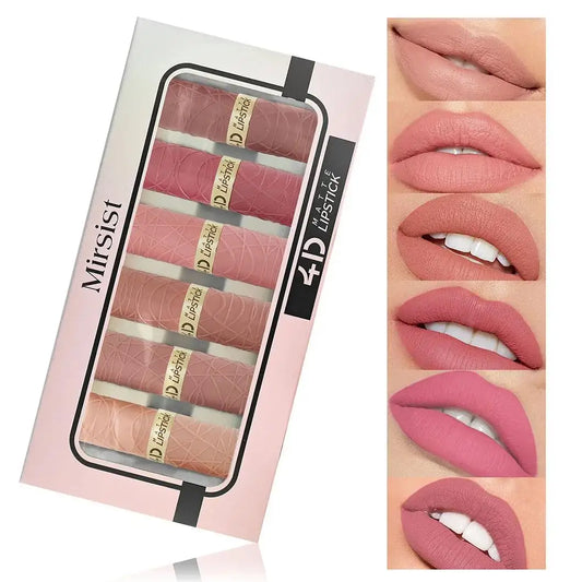 6Pcs Velvet Matte Lipstick Set Long Lasting Waterproof Lip Makeup Non Stick Moisturizing Lip Tint For Women Sexy Beauty