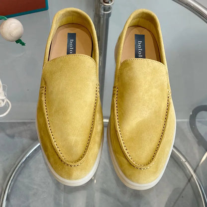 High Quality Men's walking driving shoes Unisex All genuine leather loafer Sheepskin suede Flat casual women's shoes large size