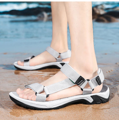 High Quality Summer Open Shoes Men Outdoor Adjustable Sandals Beach Gladiator Rome Breathable Green Pure Black Big Size 47 48