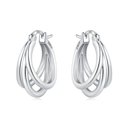 925 Sterling Silver Exquisite Multi-layer Ear Ring Jewelry Versatile Hoop Earrings For Women Jewelry Fine Birthday Party Gift