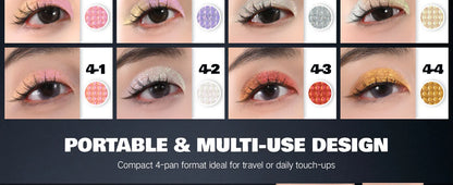 CHARMACY 4 Colors Duochrome Eyeshadow Palette Vegan Shimmer Multichrome Long-lasting Eye Shadow Cosmetic Makeup for Women