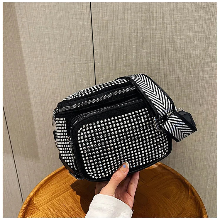 Fashion Shiny Women crossbody bags PU leather Wide strap Female Shoulder bags Ladies Waist Pack and Purses Saddle Chest Bags