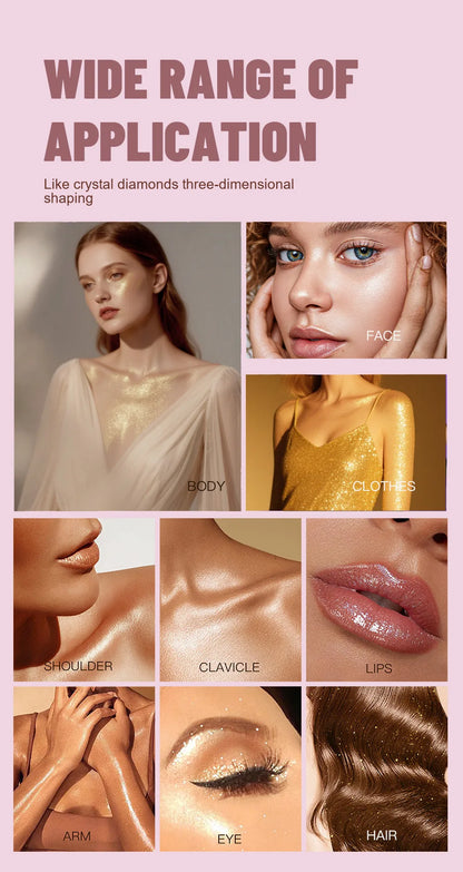 Face & Body Shimmer Spray, Contour Highlight Powder Mist, Ultra-Fine Glitter for Cheekbones Legs Body, Dewy Makeup Setting Spray