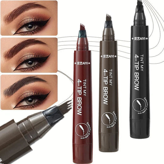 Waterproof Eyebrow Pen, Microblading Eyebrow Pencil With 4 Split Head, Natural Looking Brows Makeup ( 5 Colors)
