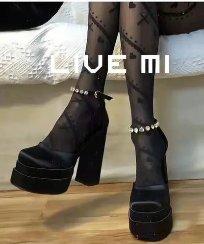 New Fashion Women Pumps Retro Mary Janes Chunky Heels Sandals Spring Platform Dress Party Wedding Basic Shoes Woman Big Size