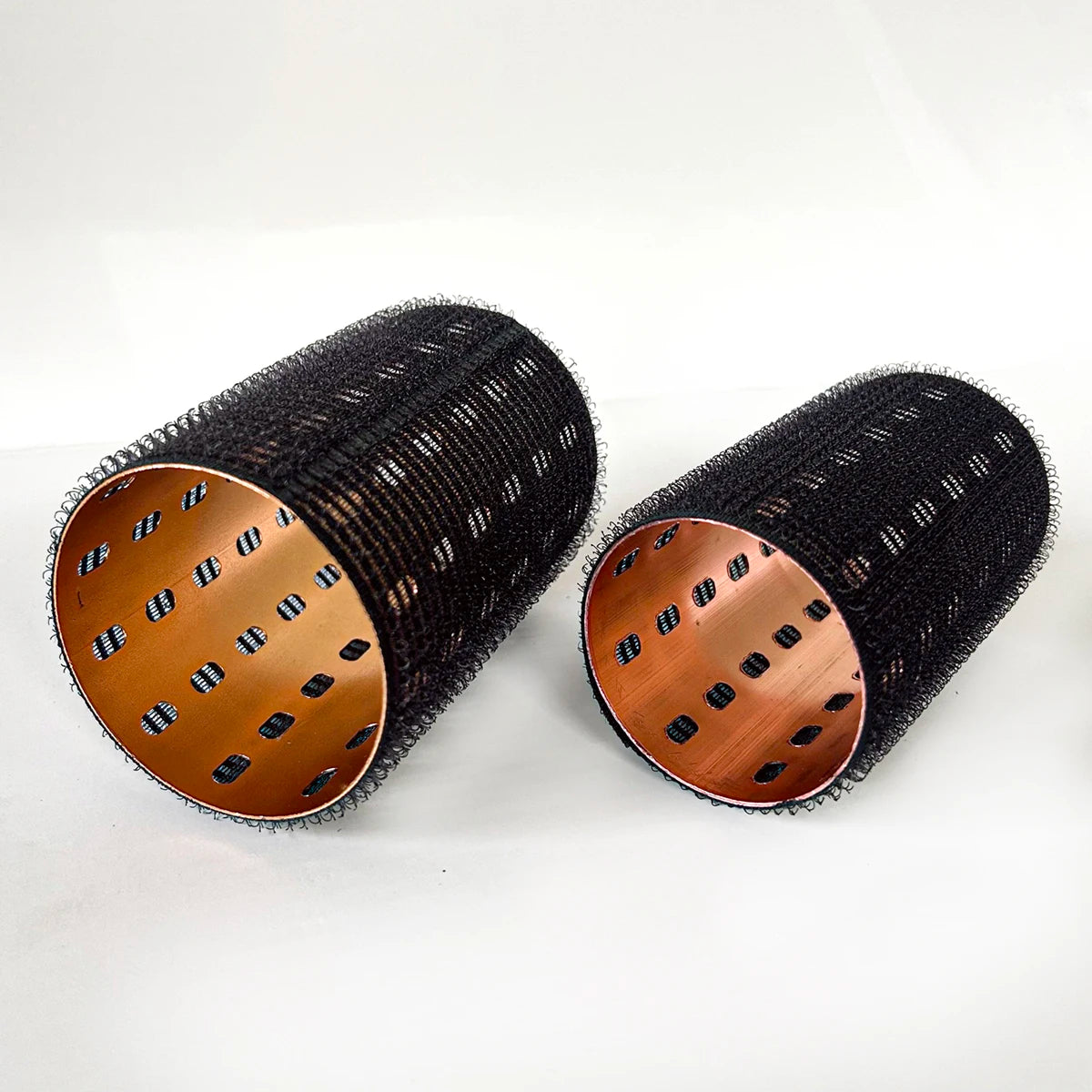 6pcs Large Roller Set Hook & Loop Aluminium Rose Gold Core Self Grip Rollers Ceramic Hot Thermal Volume Curler 90mm 1934