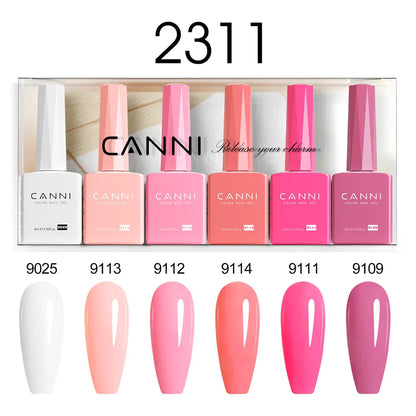 6pcs*9ml HEMA TPO FREE Nail Gel Polish CANNI Semi Permanent Jelly Pink Nude Color Gel Varnish Great Coverage UV LED Lacquer