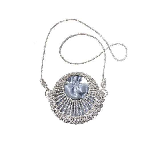 Niche design full diamond shiny small round bag for women 2025 socialite dinner bag casual versatile handbag rhinestone bag