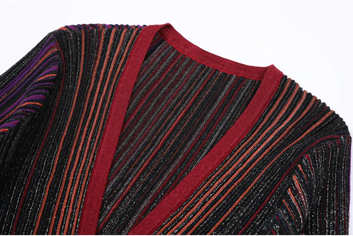 ZJYT Europe Fashion Summer Striped Pleated Knitted Dresses for Women Elegant V Neck Short Sleeve Midi Vintage Holiday Dress 2026