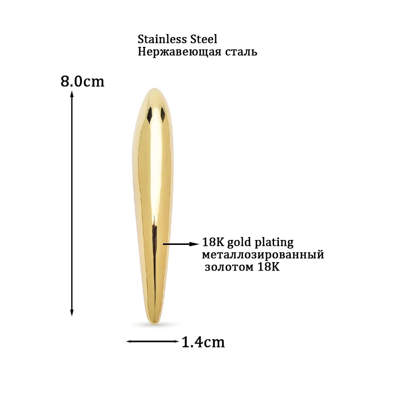 Wuli&baby Stainless Steel Geometric Brooches For Women Unisex Long Oval Party Office Clothes Brooch Pins Gifts