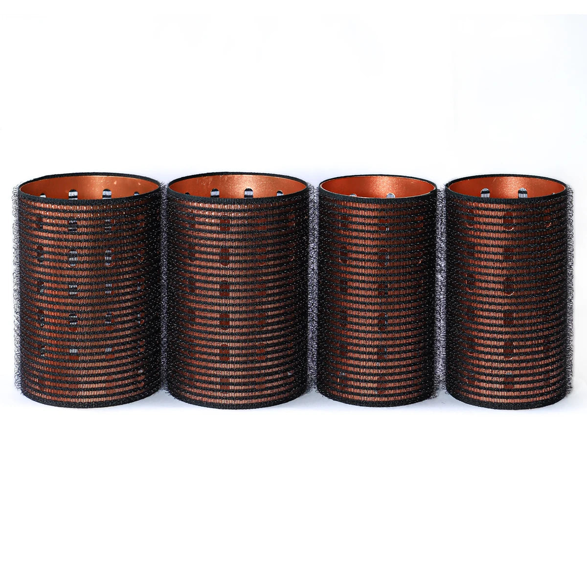 6pcs Large Roller Set Hook & Loop Aluminium Rose Gold Core Self Grip Rollers Ceramic Hot Thermal Volume Curler 90mm 1934