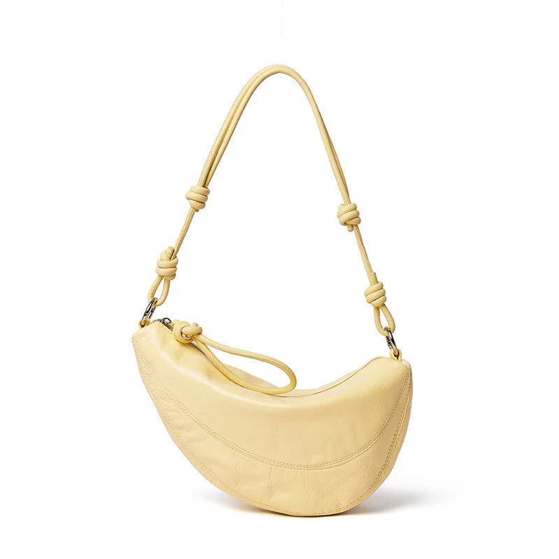 Fashionable Genuine Leather Saddle Bag, Top-grain Cowhide Dumpling Bag, High-end and Versatile Single-shoulder Crossbody Bag