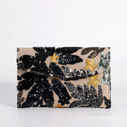 Cross-border High-end Envelope Bag, Sequined Embroidery Straw-woven Niche Women's Clutch Bag, Summer New Woven Women's Clutches