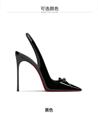 2025 Spring New Women's High Heels Black Patent Leather Pointed Stiletto Fashion Trend Women's Shoes