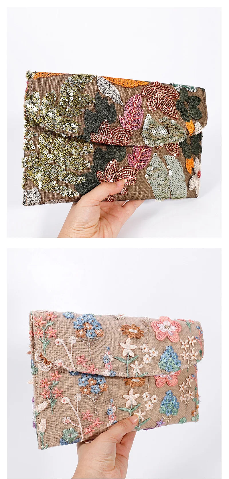 Cross-border High-end Envelope Bag, Sequined Embroidery Straw-woven Niche Women's Clutch Bag, Summer New Woven Women's Clutches