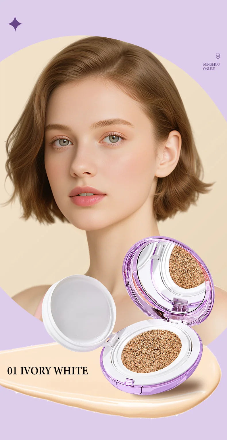Korean Air Cushion Concealer Foundation, SPF Makeup Base with Soft-Focus Filter, Lightweight Non-Cakey, Long-Lasting Matte Cover