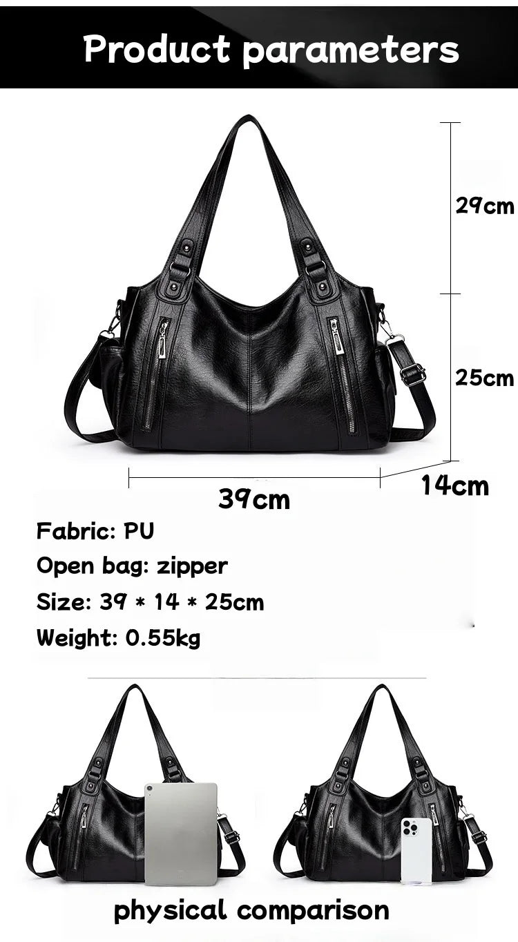 Pu shoulder bag fashionable temperament zipper opening design daily commuter handbag