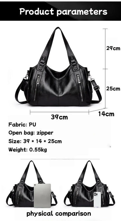 Pu shoulder bag fashionable temperament zipper opening design daily commuter handbag