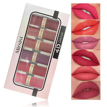 6Pcs Velvet Matte Lipstick Set Long Lasting Waterproof Lip Makeup Non Stick Moisturizing Lip Tint For Women Sexy Beauty