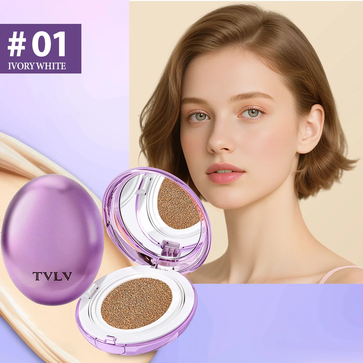 Korean Air Cushion Concealer Foundation, SPF Makeup Base with Soft-Focus Filter, Lightweight Non-Cakey, Long-Lasting Matte Cover