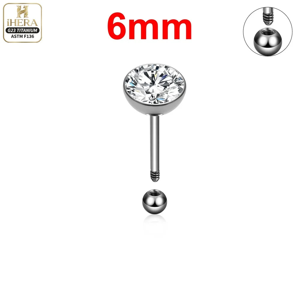 ASTM F136 Titanium Piercing Round Bowl Shaped Screw Labret Earring Set Lip Ring Cartilage Tragus Conch Jewelry Helix Nose Studs